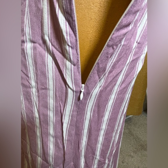 LULU'S Dresses Jacqui Lavender And White Striped Button Front Midi Dress - Picture 7 of 14